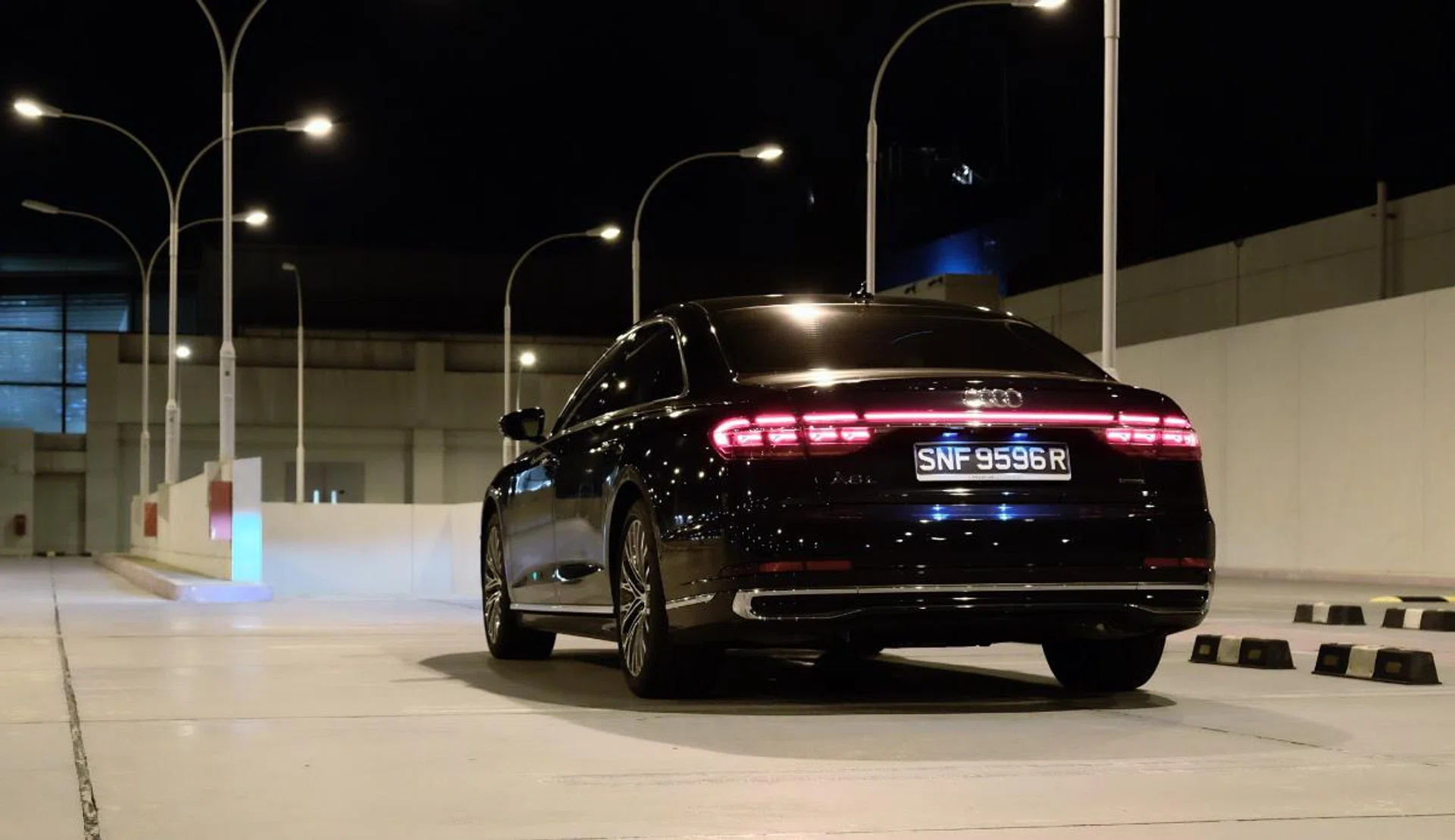 The A8 L has a distinctive light bar in the rear.