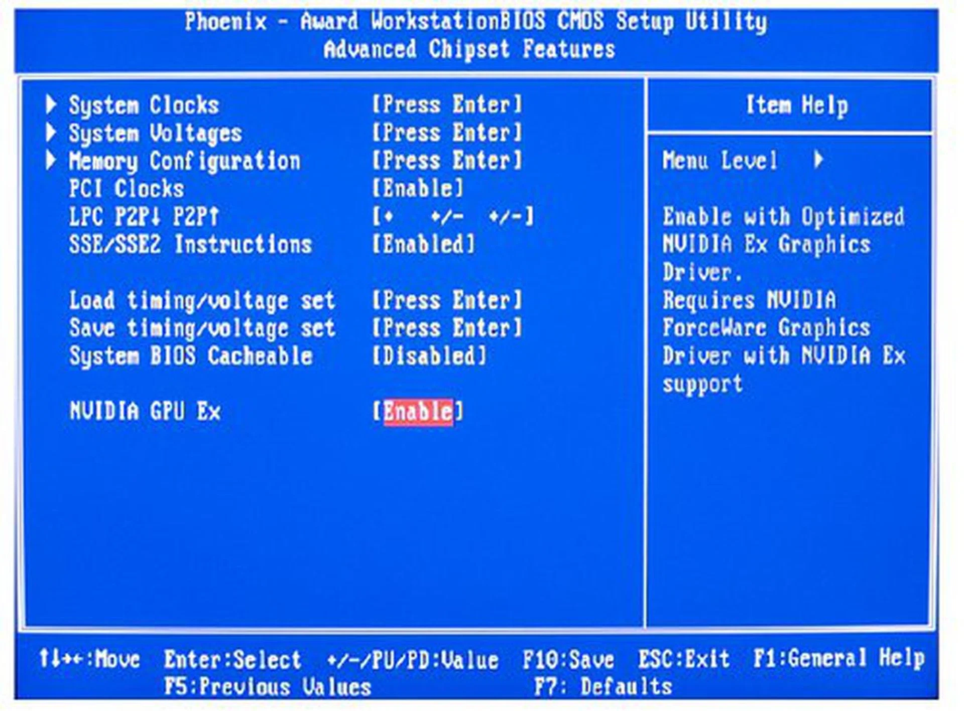 Additional SLI optimizations can be enabled through GPU Ex function in the BIOS. However, only the newer Release 90 and above ForceWare drivers should be used to avoid system instability.