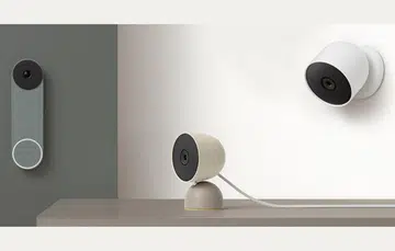 Left to Right: Google Doorbell (battery), second-generation Google Nest Cam (wired), and Google Nest Cam (battery).
