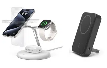 The Belkin BoostCharge Pro 3-in-1 Magnetic Stand and BoostCharge Pro Magnetic Power Bank.