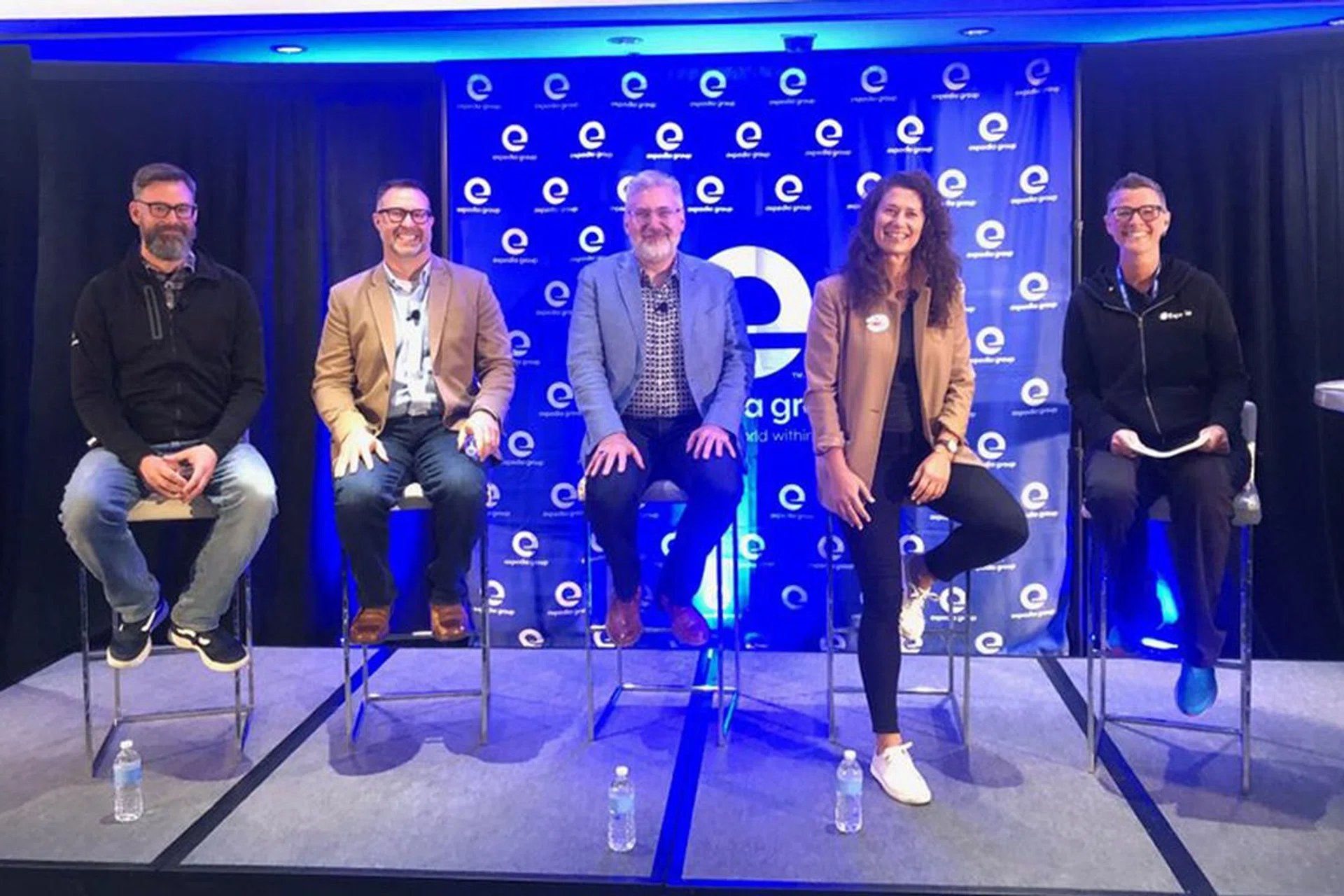 Expedia Group research leads. Left to right: Chris Matthews (Hotels.com), Adam Smolinski (Expedia Group), Karl Steiner (Vrbo), Rachael Wussow (Hotwire), Tammy Snow (Expedia Group). Image source: Expedia Group