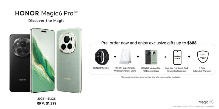 Honor Magic6 Pro pre-order promotion, while stocks last.