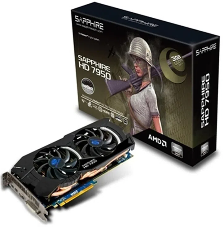 Bringing up the rear is the Sapphire HD 7950 3GB OC GDDR5 which features an overclocked Tahiti GPU rated at 900MHz (a 12.5% increase over its default rated clock speed of 800MHz). We would love to add the phrase "That's More Like It" to its OC label! This puts it on par with the ASUS Top edition card mentioned above.
