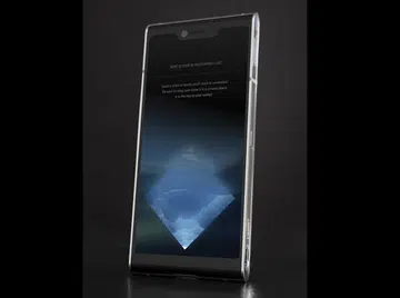 This is how the phone looks with the 2-inch multi-touch safe screen retracted. As a phone, it has a 6-inch 18:9 touch-screen, with front and rear cameras.