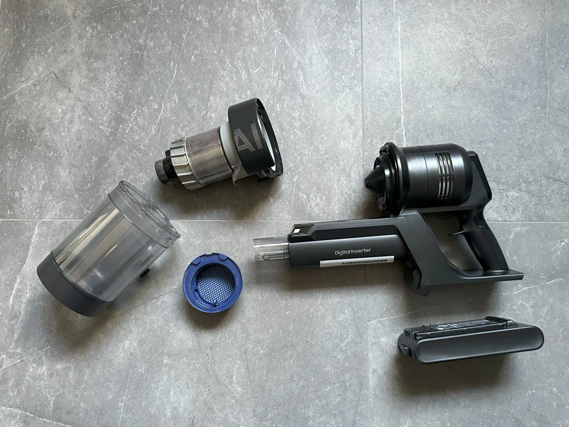 Easy to take apart and clean the bin and filters.