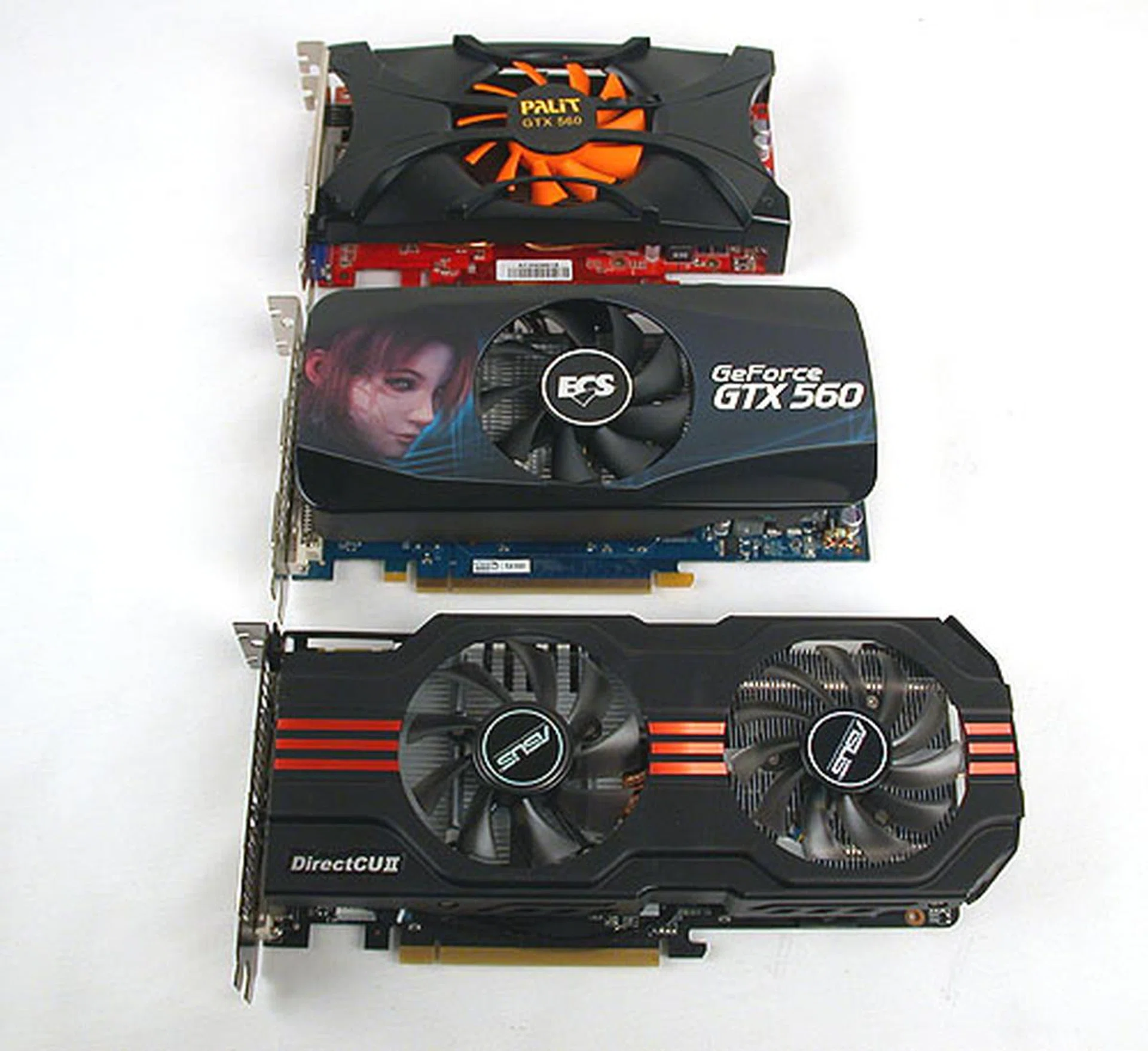 We got three graphics cards from ASUS, ECS and Palit, all at different clock speeds. You definitely want to check the clock speeds on this SKU before putting down the cash.