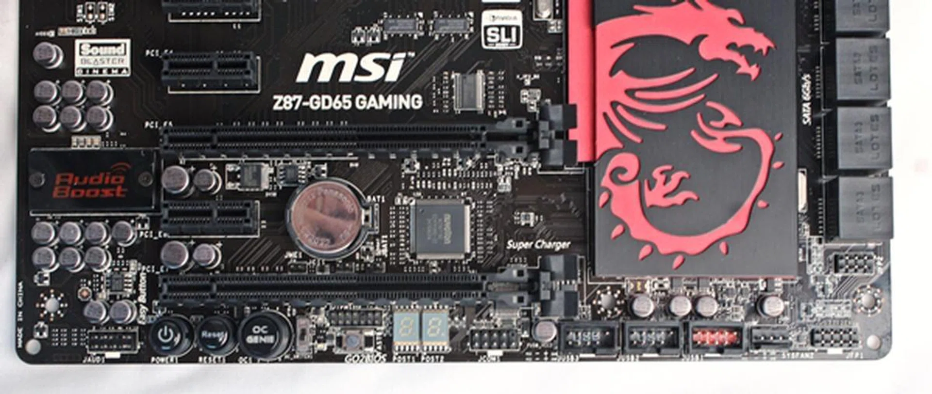 The connectors located at the bottom edge are made up of front panel headers for audio, TPM, and system fan power connectors. The USB 2.0 and 3.0 expansion headers after the Debug LEDS are nearer to the right. Additional USB devices with their corresponding USB brackets (optional) can be connected to them and with MSI's SuperCharger application installed on the operating system, these connectors can provide quicker USB charging.