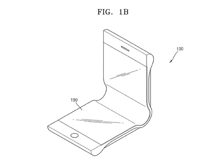 Bend it like Samsung. Sketch of applied clam-shell design folds.