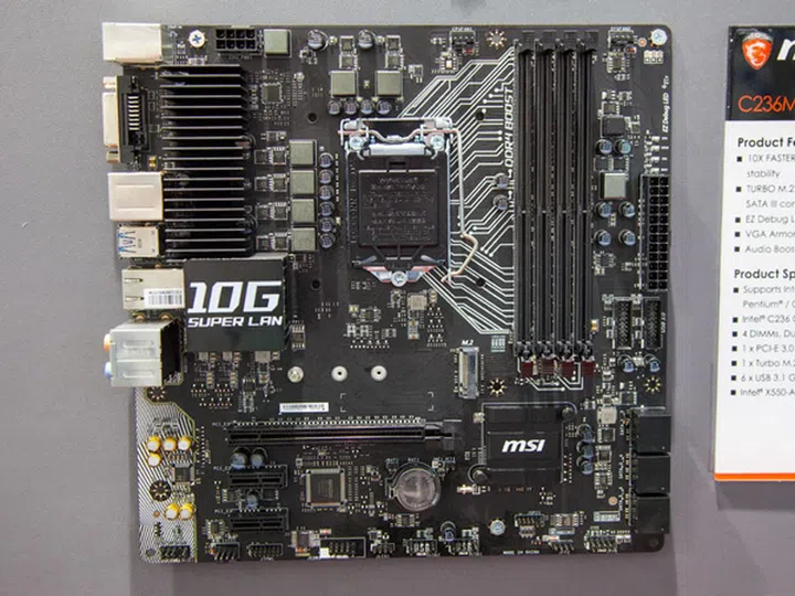 The new C236M Workstation 10G is a micro-ATX form factor motherboard that comes integrated with a 10Gbps network controller.