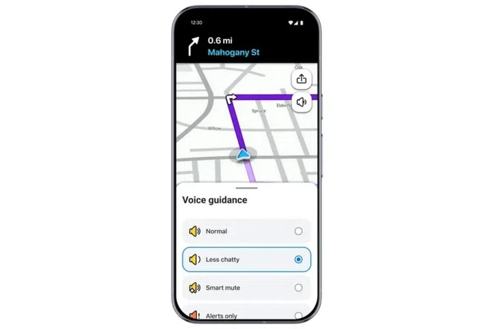 Interface of Waze’s "Less Chatty” mode.
