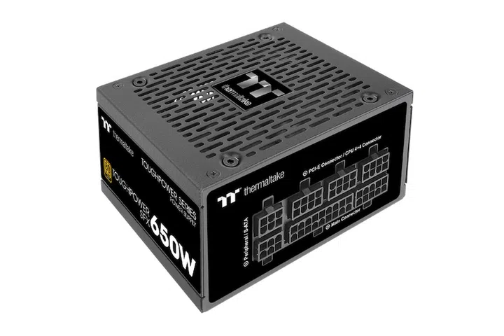 Thermaltake's 650W Toughpower SFX power supply from the side view.