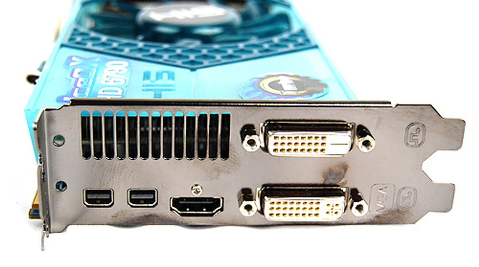 The card has the usual twin DVI ports, twin DisplayPort 1.2 ports, and single full-sized HDMI port.