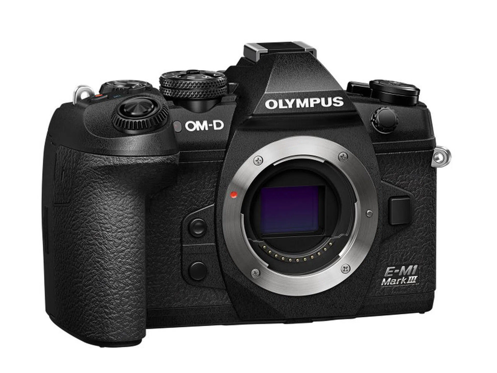 Olympus OM-D E-M1 Mark III front. Body only. Image: Olympus