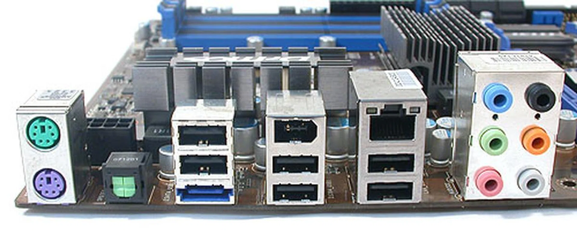A very decent selection of ports at the rear of this motherboard, including six USB 2.0 ports, eSATA, FireWire and an optical S/PDIF output.