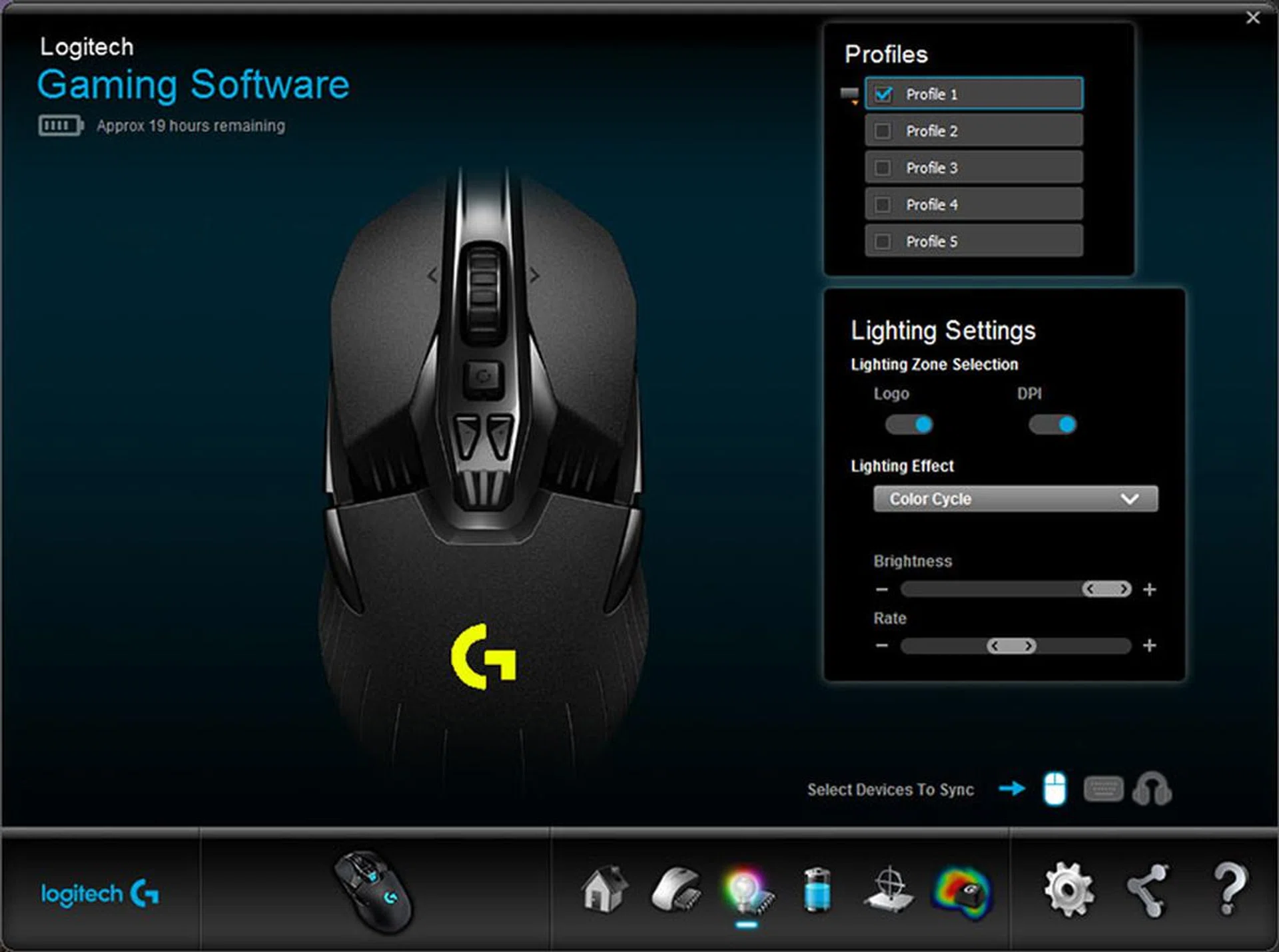 You can choose from a range of colors and lighting effects for both the scroll wheel and Logitech logo.
