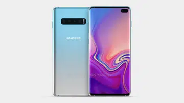 A purported render of the Samsung Galaxy S10+. <br>Image source: @91Mobiles + @OnLeaks