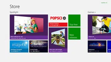 The Windows Store app uses a single, chromeless windows that takes up the whole screen.