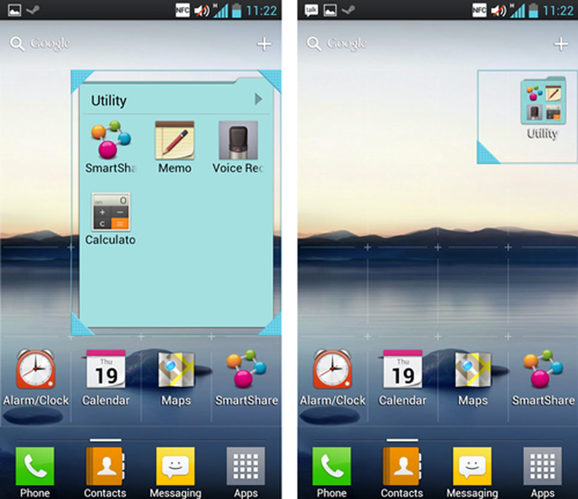 Simply long press on the widget (in this case, a folder) to resize the icon. 