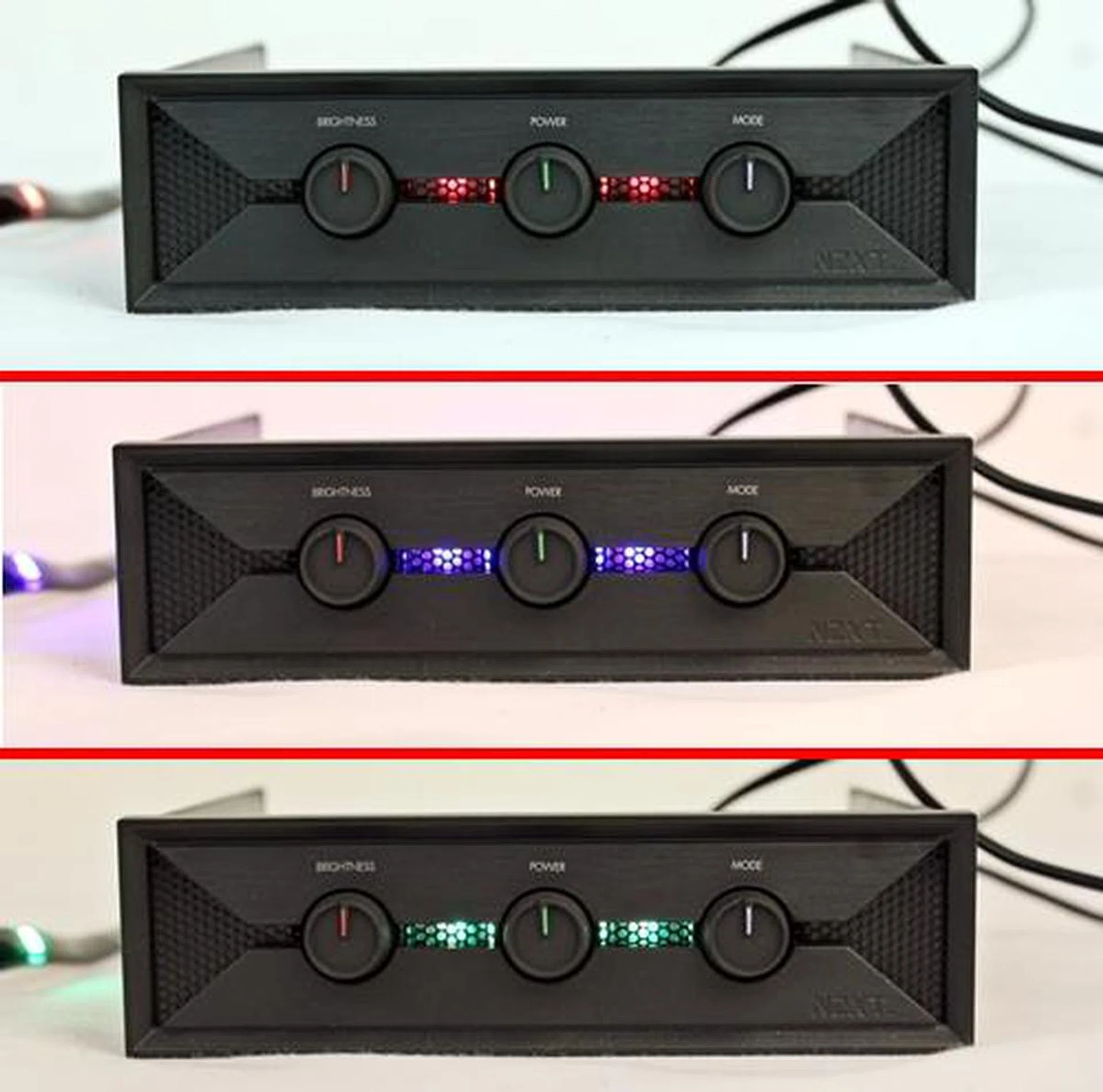 We engaged the Mode knob to what we assume was its "flashing color changing" mode. After that, we sat back to enjoy the color 'show'.