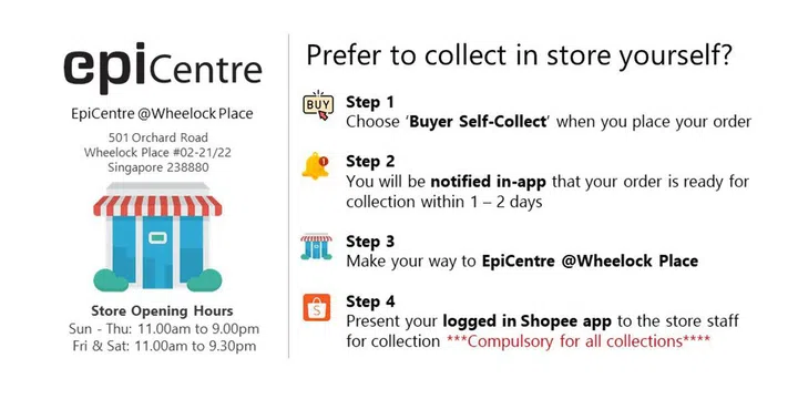 You can also opt to self-collect your purchases.