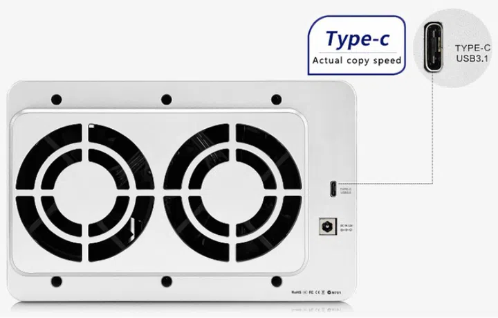 The TerraMaster D5-300 only has a single connector port. Image courtesy of TerraMaster. 