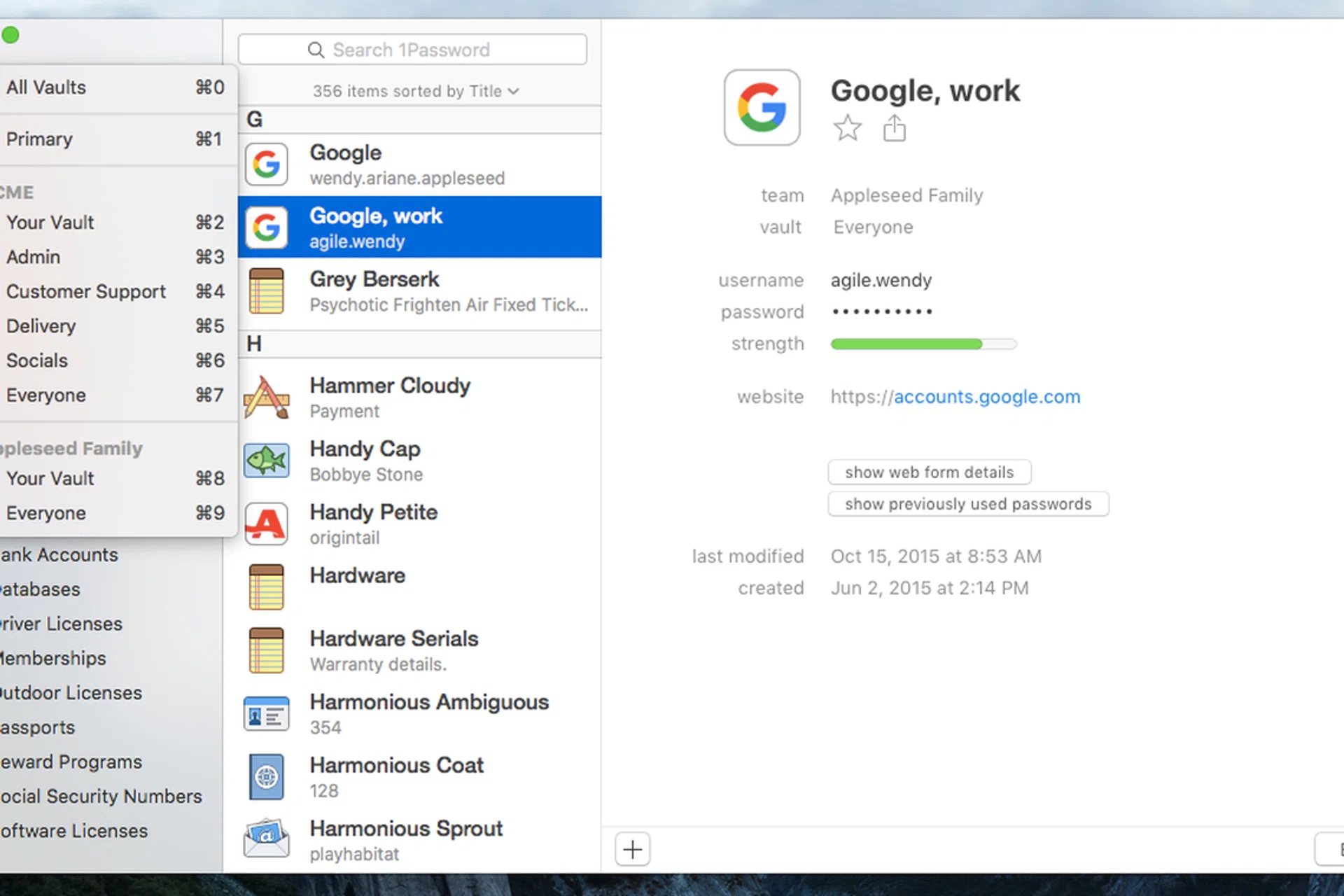 A password manager like 1Password can help you generate strong passwords and manage them easily. Image source: 1Password.