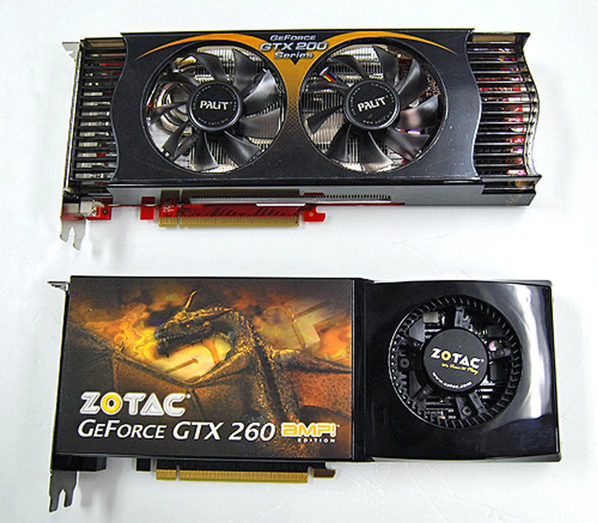 Palit's custom cooler on top, NVIDIA's boring reference cooler at the bottom; look at the world of difference!