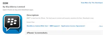 BBM has hit the Apple App Store. (Image source: Apple iTunes.)