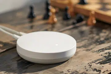 The Dirigera home hub can sit on a shelf or tablet easily. Photo: Ikea. 
