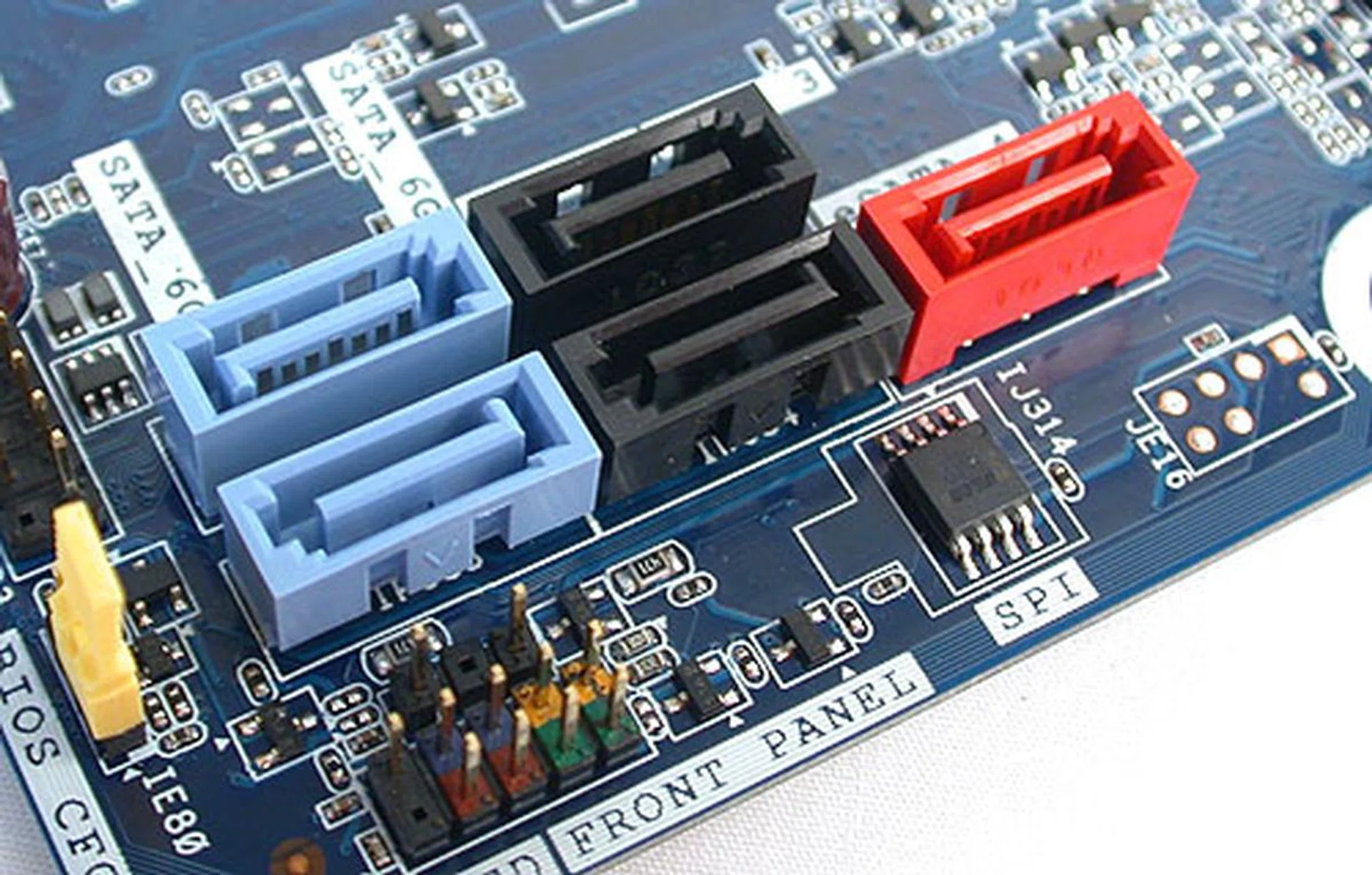 The SATA ports are clearly marked so users should not mistake the SATA 6Gbps ones from the SATA 3Gbps. The red is for the eSATA connector.
