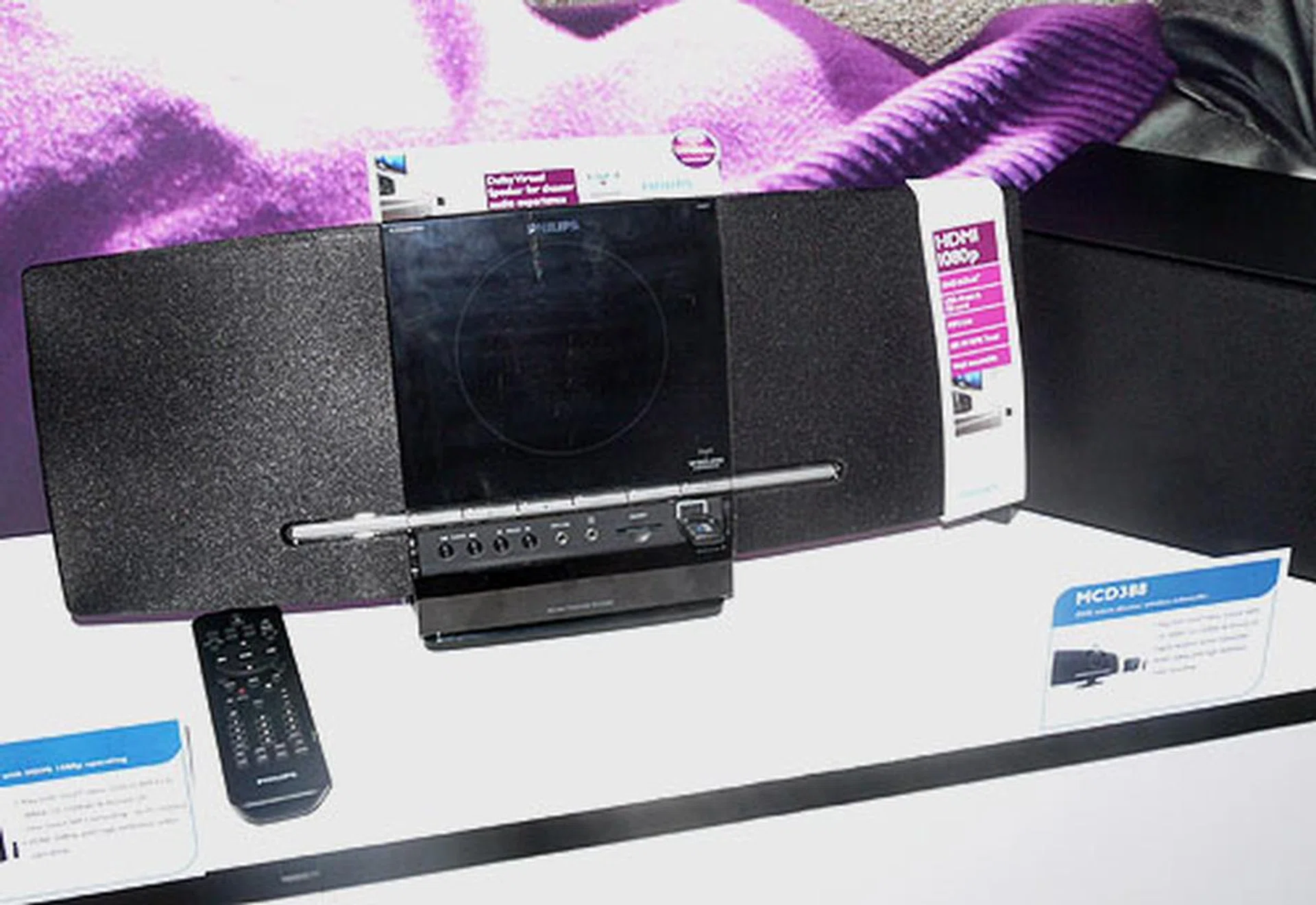 The Philips MCD388 is a slim, stylish micro theater system that can be wall mounted or placed on a stand. It's capable of doing 1080p upscaling for your DVDs and comes with a digital wireless subwoofer. You can expect a retail price of $399.