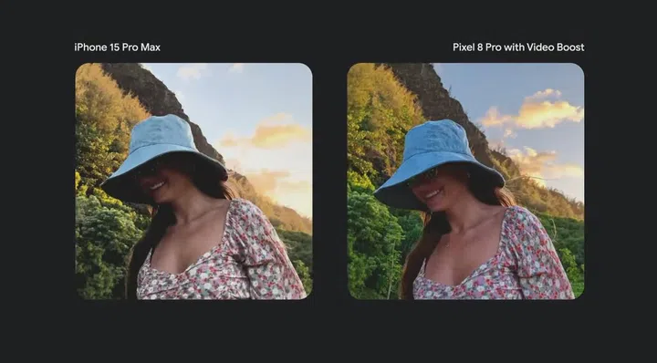 Pixel 8 Pro showing off a boosted video.