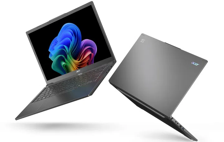 The laptop can lie totally flat. Photo: Acer.