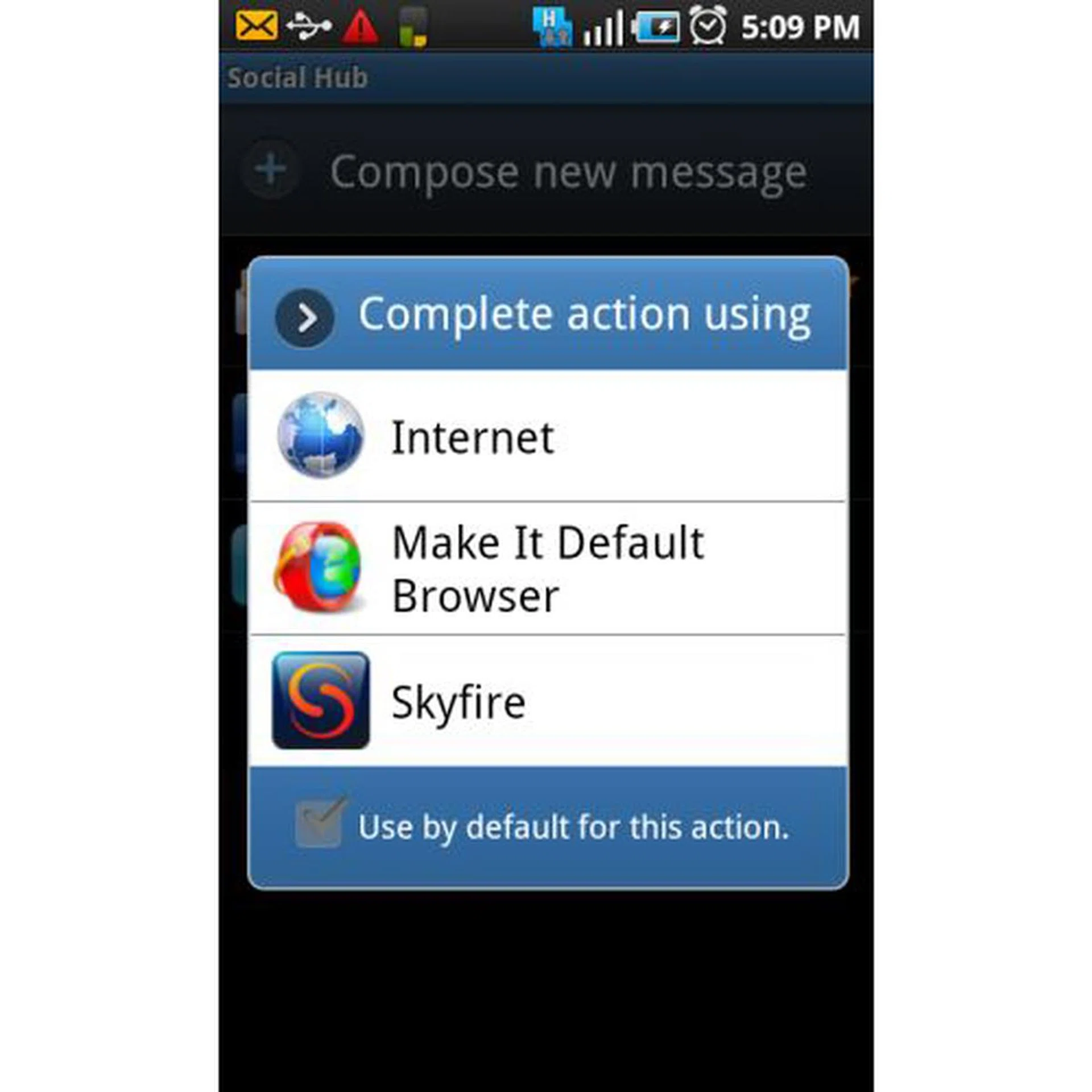 Clicking on either of the social services here only loads the mobile versions of the Facebook and Twitter websites. 