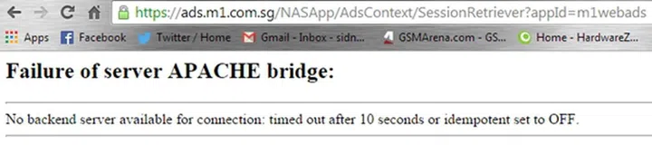 Many customers saw this error message when trying to access M1's website for the past 7 hours.