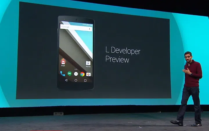 Android chief, Sundar Pichai, introduced Android L as a "fresh, bold and new look"