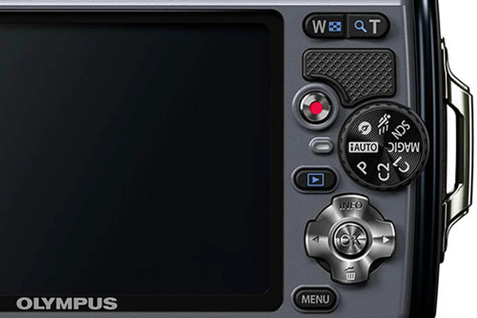 The TG-1 sports a mode dial and it's located on the rear. However, the inclusion of the mode dial has resulted in the buttons on the rear being smaller than we would have liked.