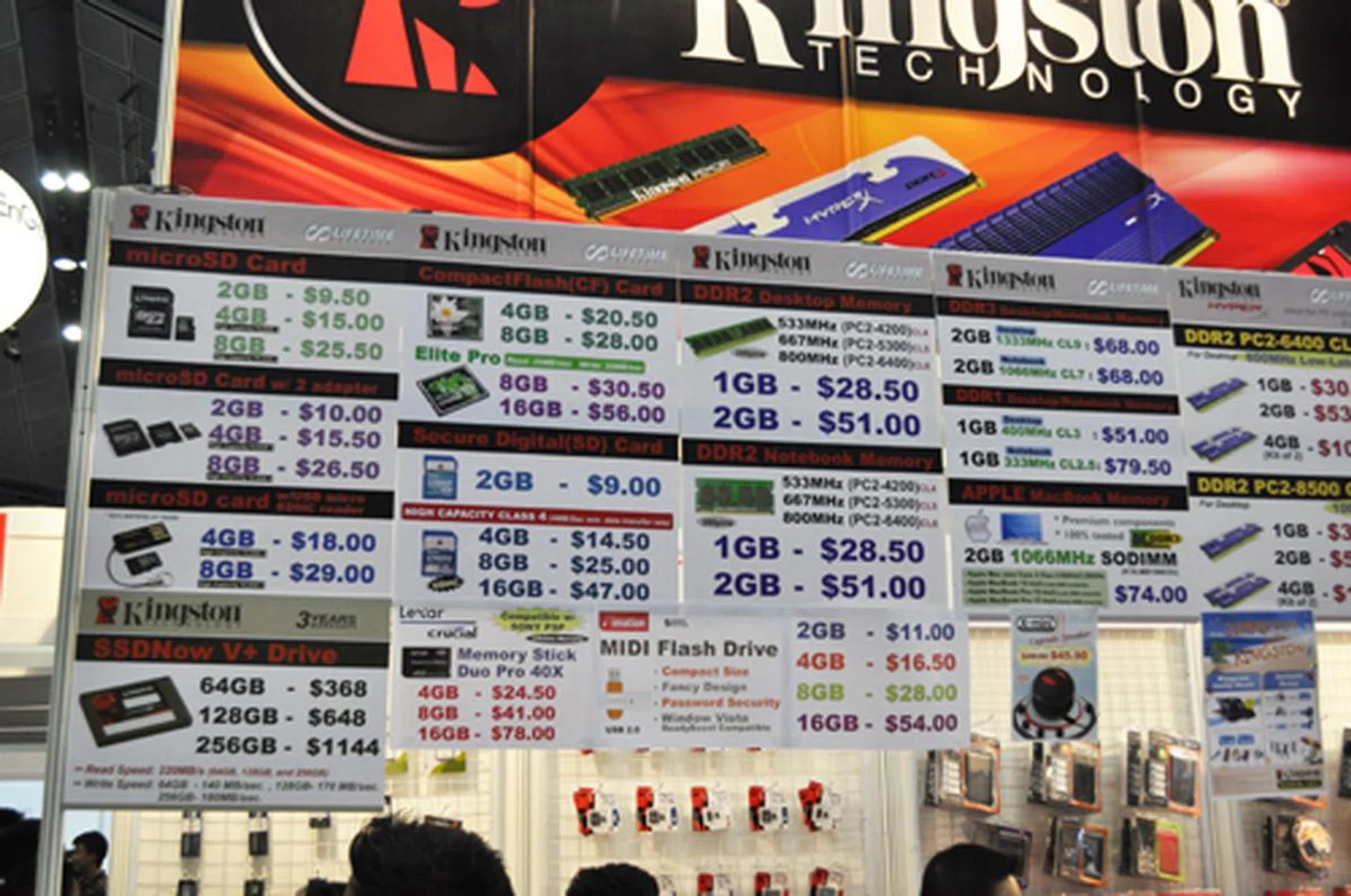 Looking for memory? It's all here. A 2GB SD card is now $9, while a 8GB SDHC card is at $25.