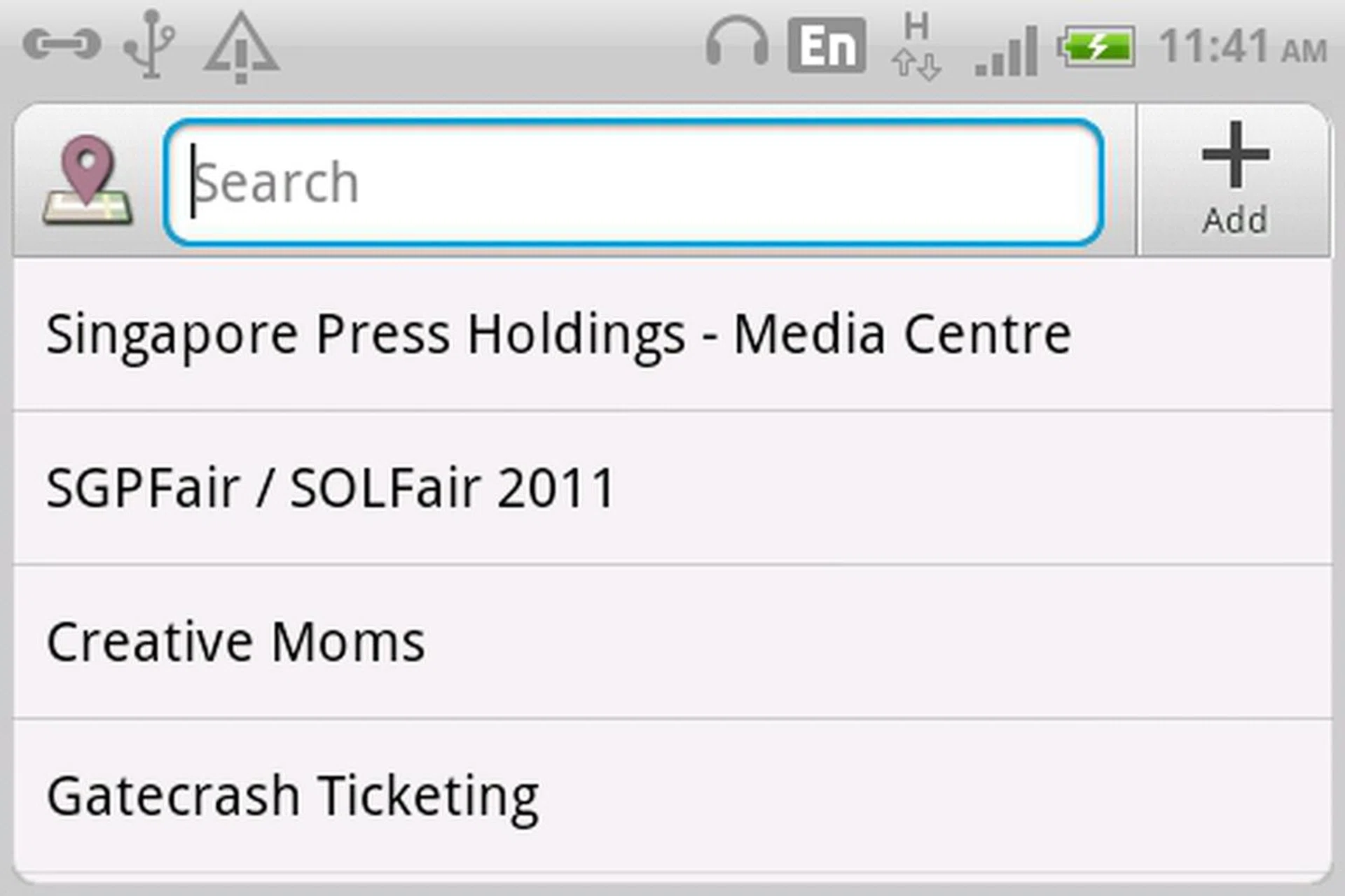 To "check-in" to a location, you just have to press and hold the Facebook button.