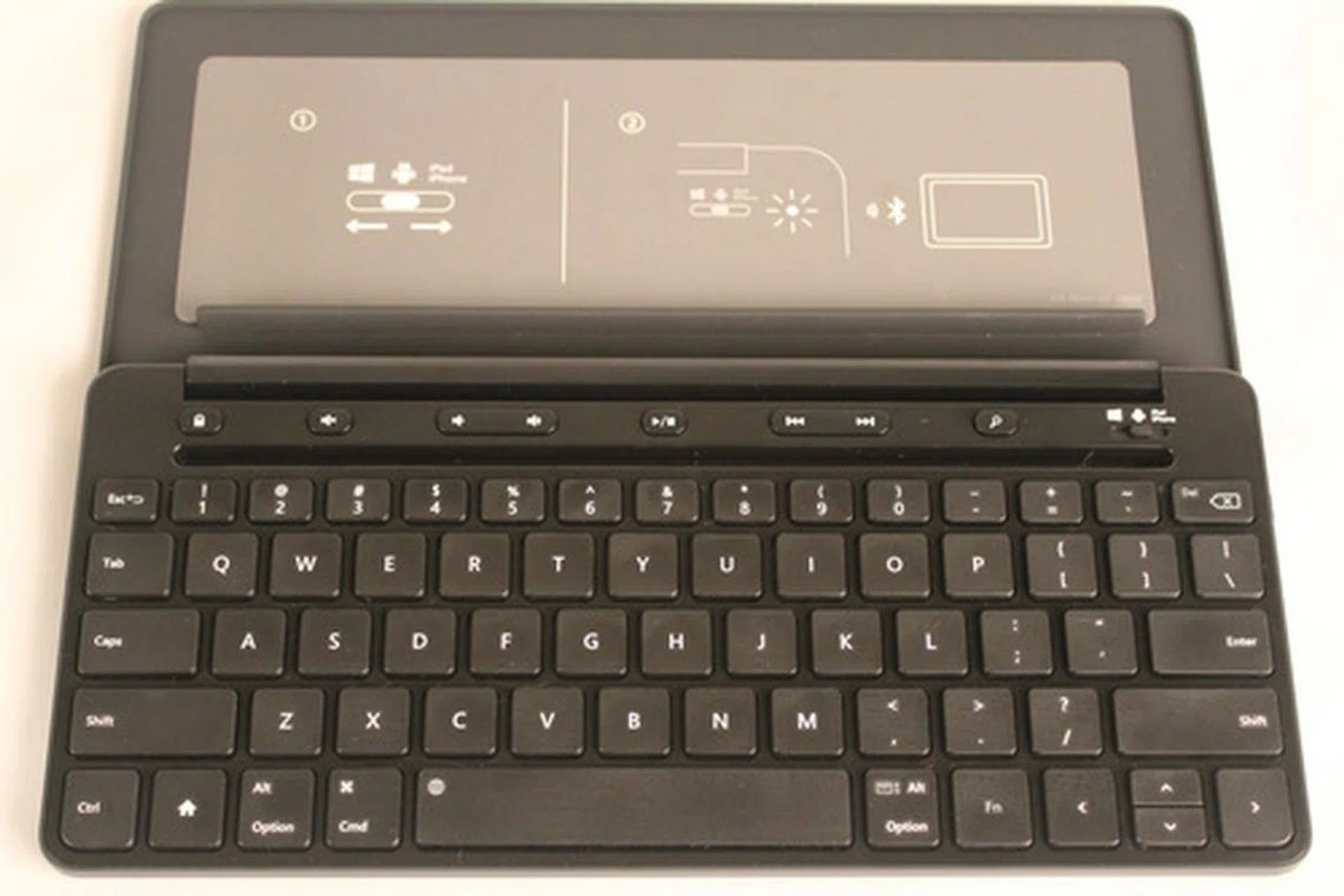 There are no shortcut buttons and the left and right arrows (bottom right) are smaller on the Wedge than on the Universal Mobile Keyboard (pictured).