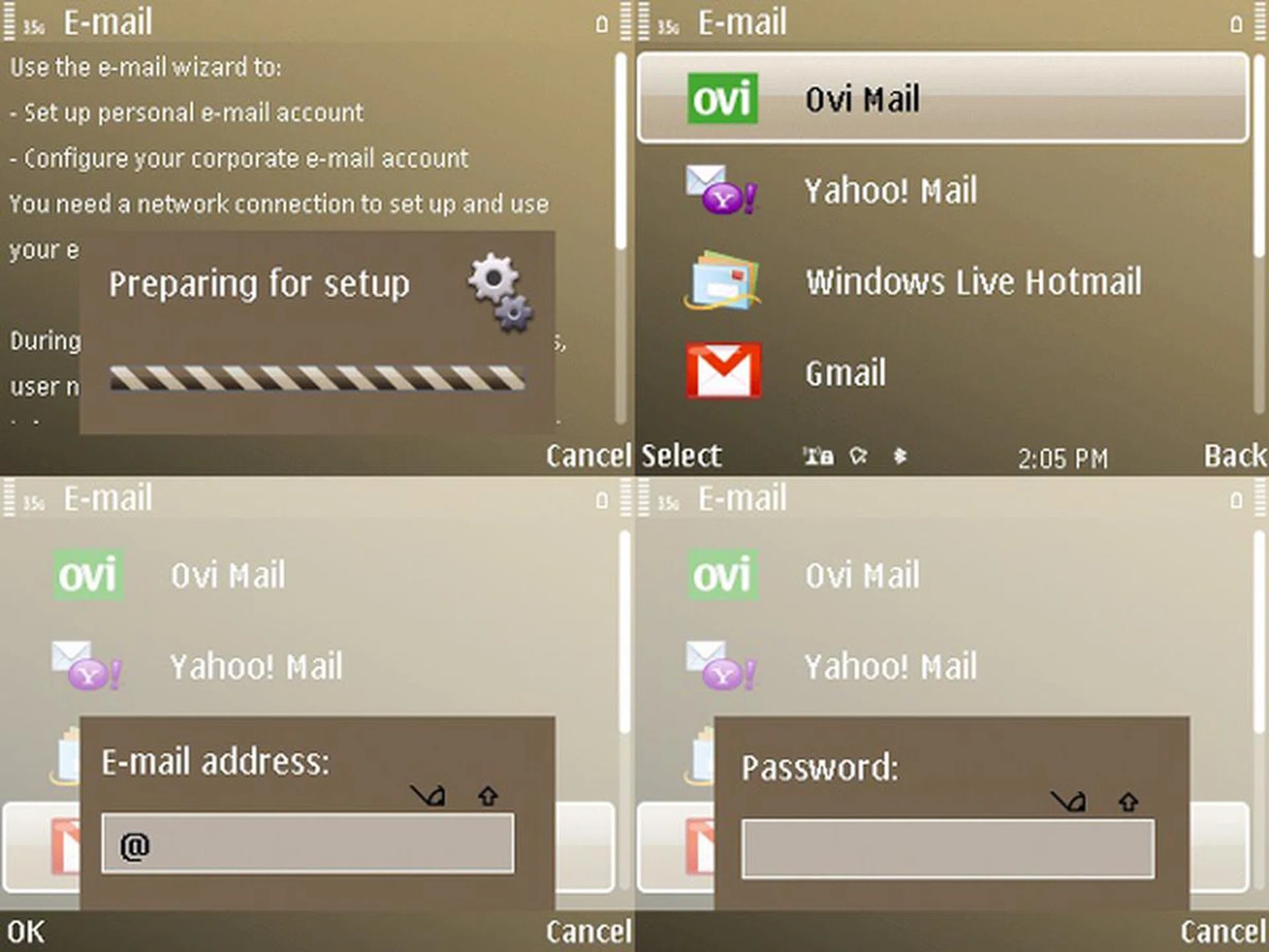 Email setup is pretty easy, just a few prompts to enter your email address and password, and you're good to go.