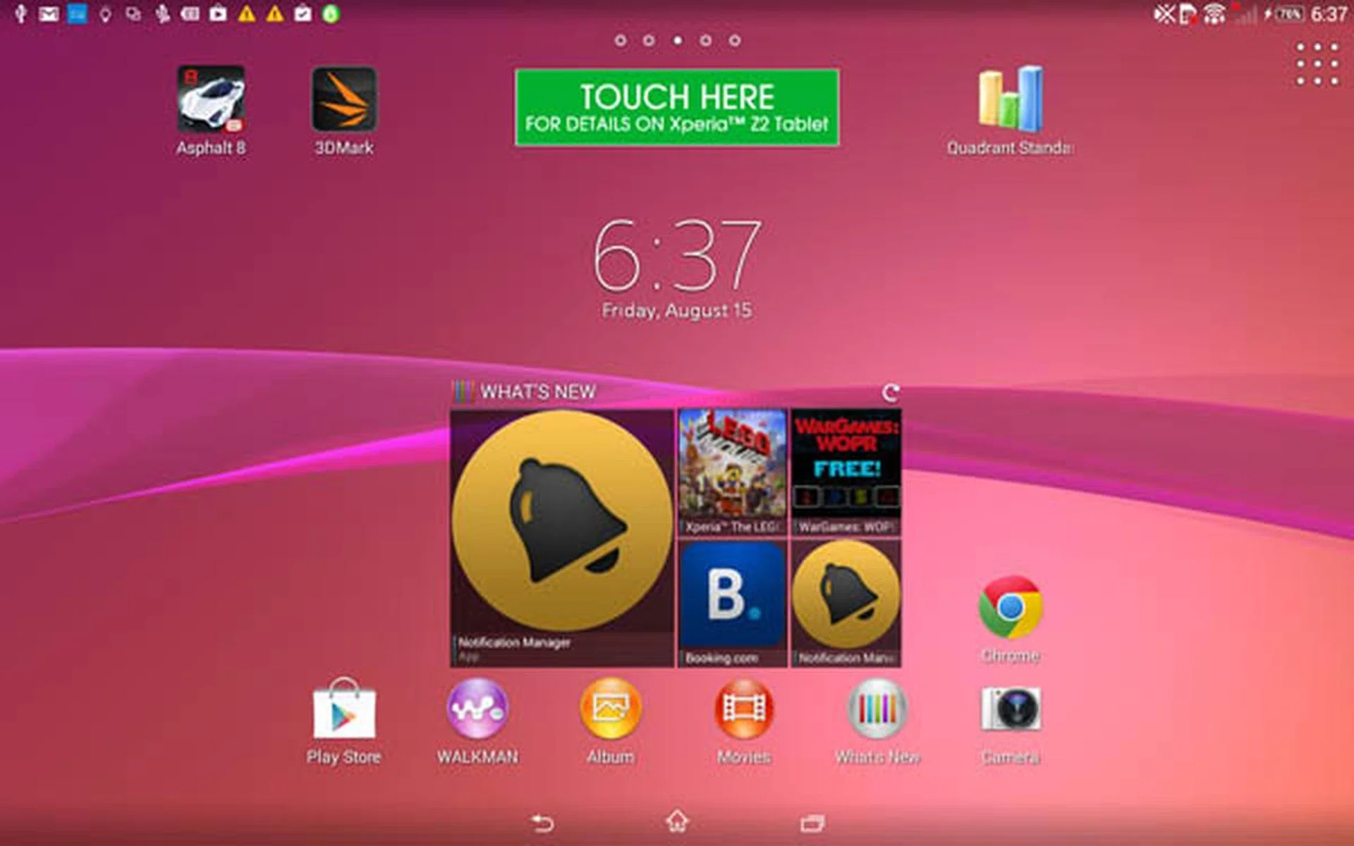 The Xperia Z2 Tablet uses a new Xperia KitKat UI.