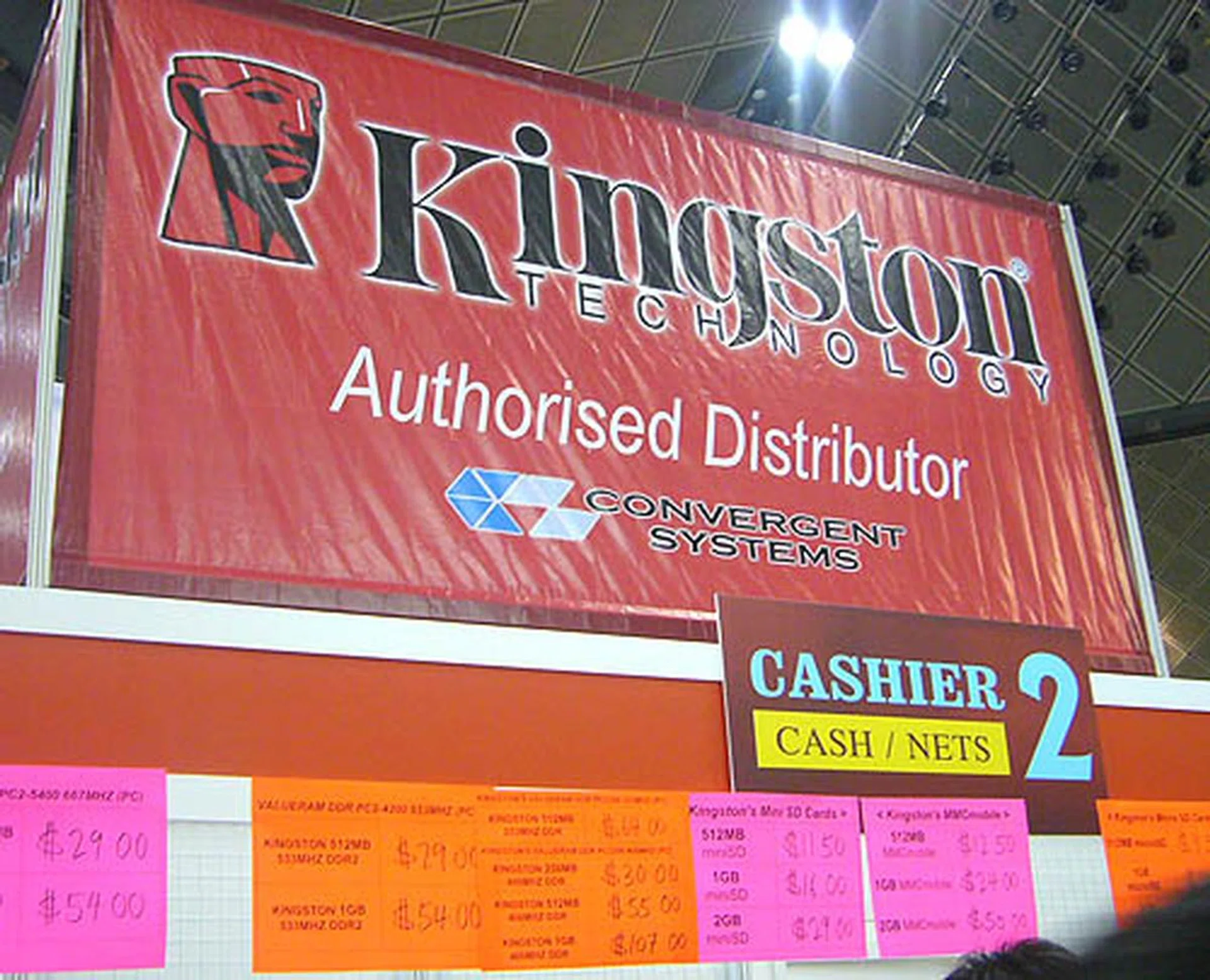  Convergent, the local distributor for Kingston memory products has a large booth with numerous counters to attend to the expected demand.  