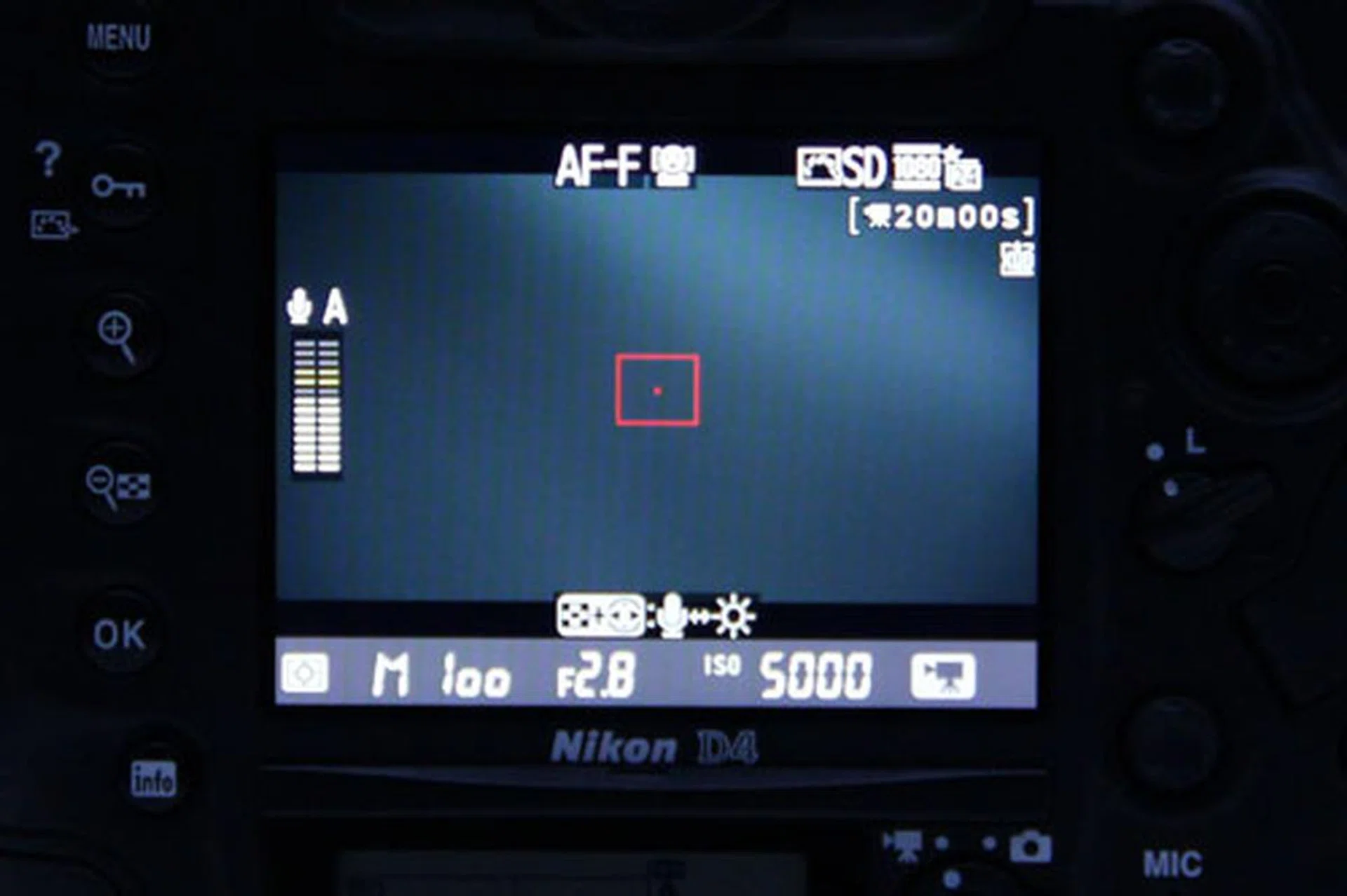 The Live View screen is free of information clutter.