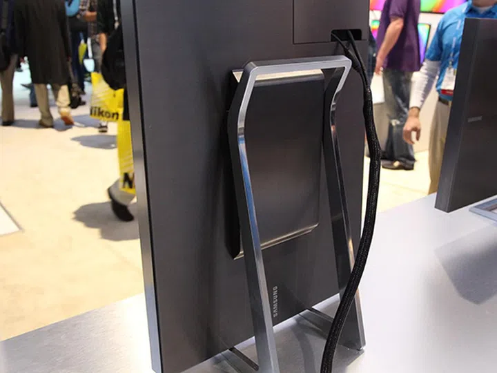 The unique mount behind the monitor allows it to be displayed in either portrait or landscape mode.