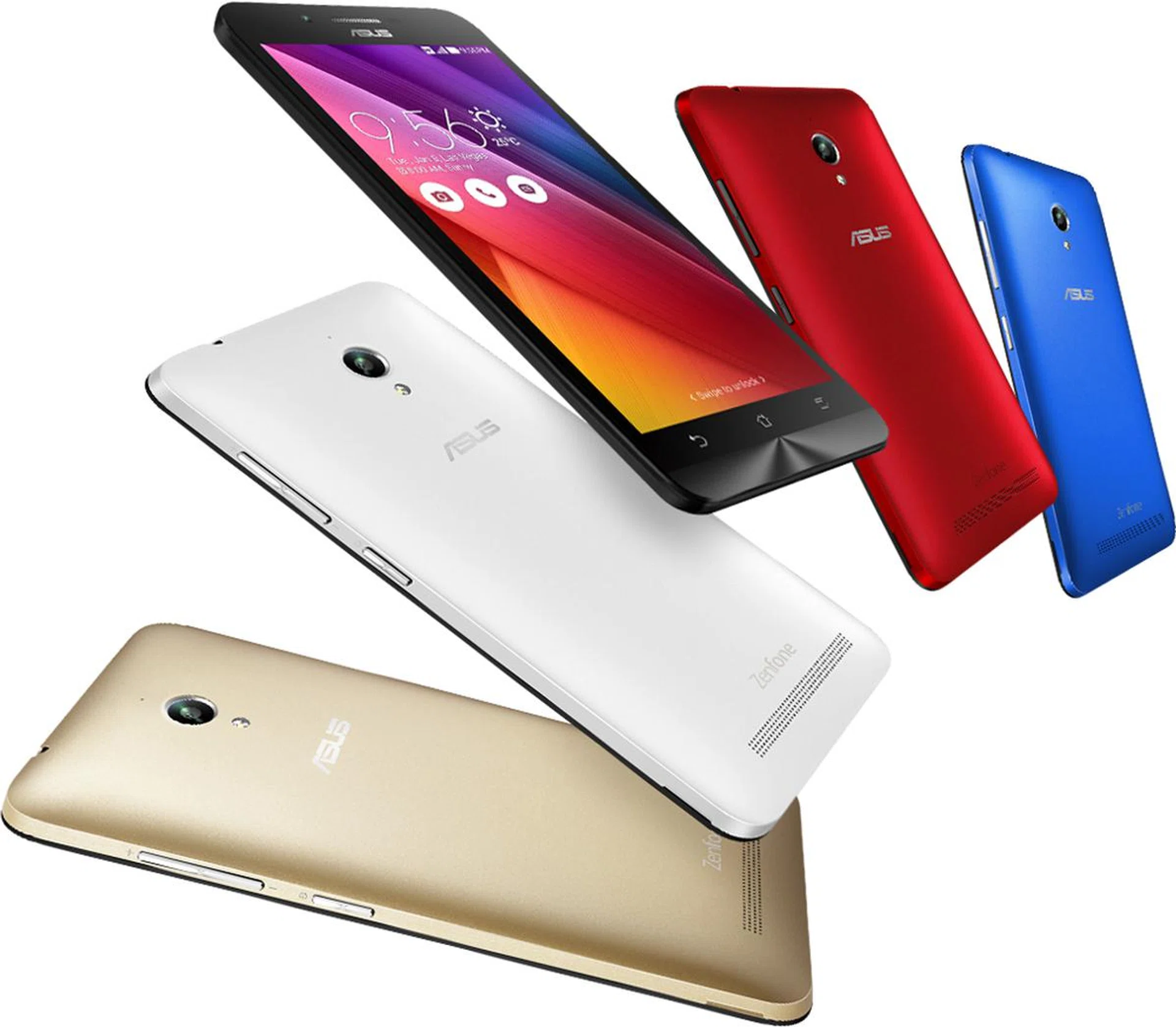 Of the five colors here, only the Black, White, and Red ZenFone 2 Go smartphones will be retailing at Challenger and Newstead.