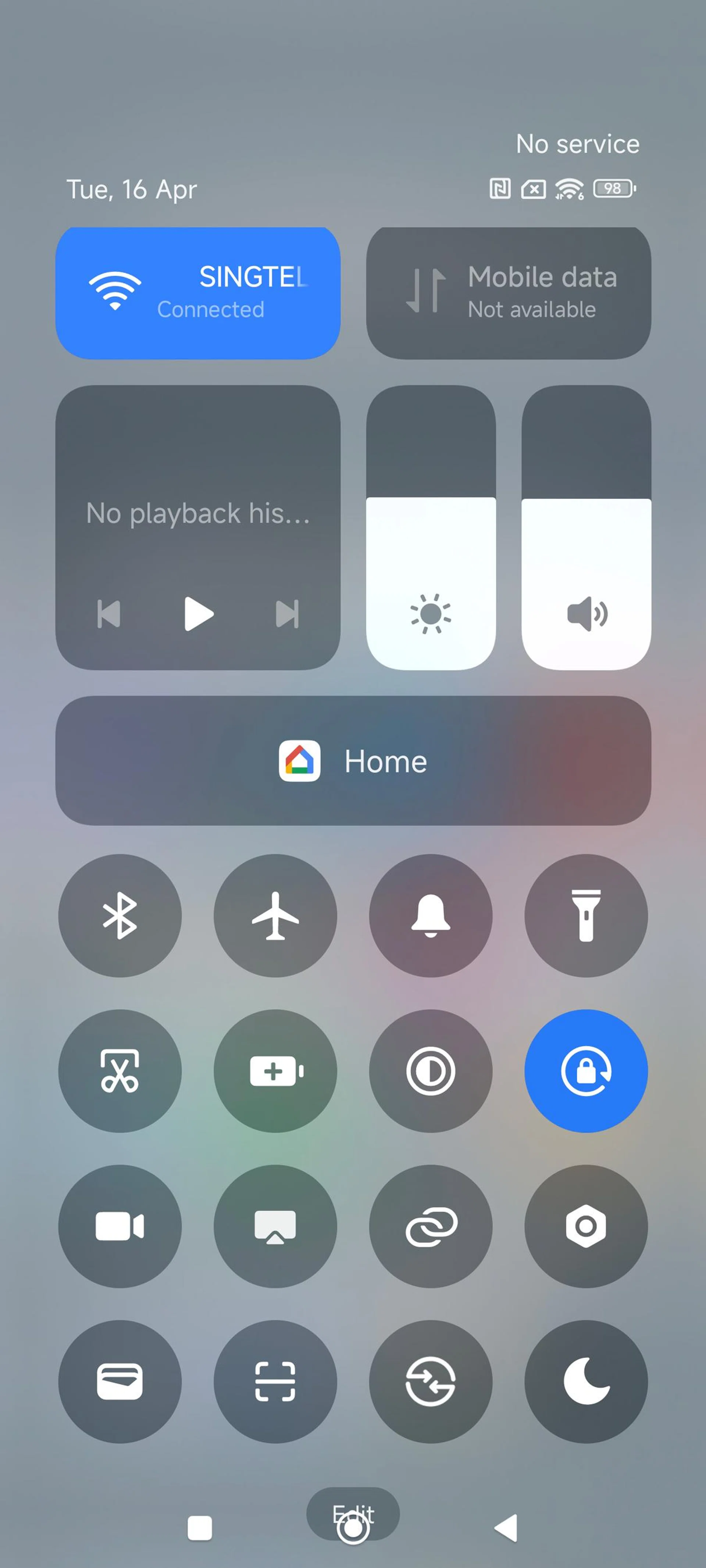 Quick Settings menu (which you can access by swiping downwards from the top-right corner of the display). But note the missing names for all toggles.