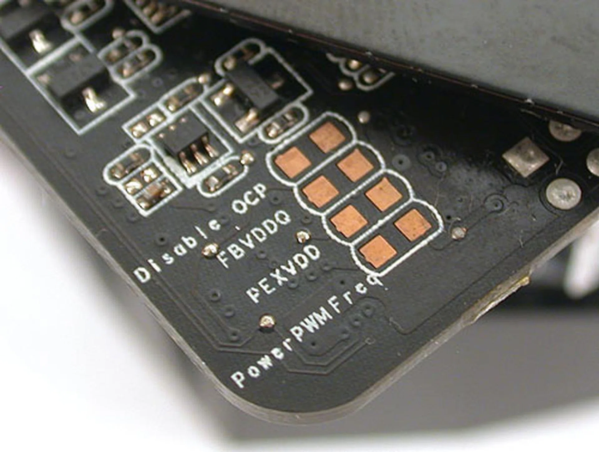These solder pads here are meant for the hardcore crowd. The 'Disable OCP' here basically removes any last safeguards on this card. Recommended only if you are using LN2. 
