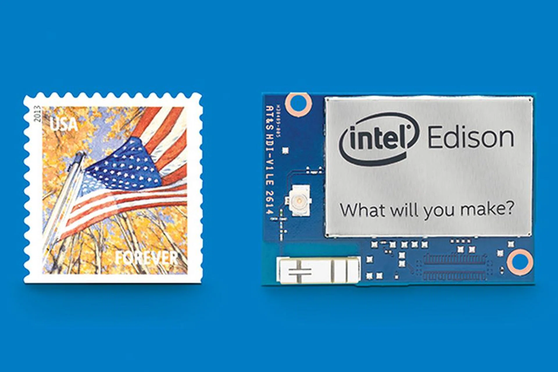 Intel Edison, only slightly larger than a postage stamp, is now available to pro makers and entrepreneurs to power small and worn devices.