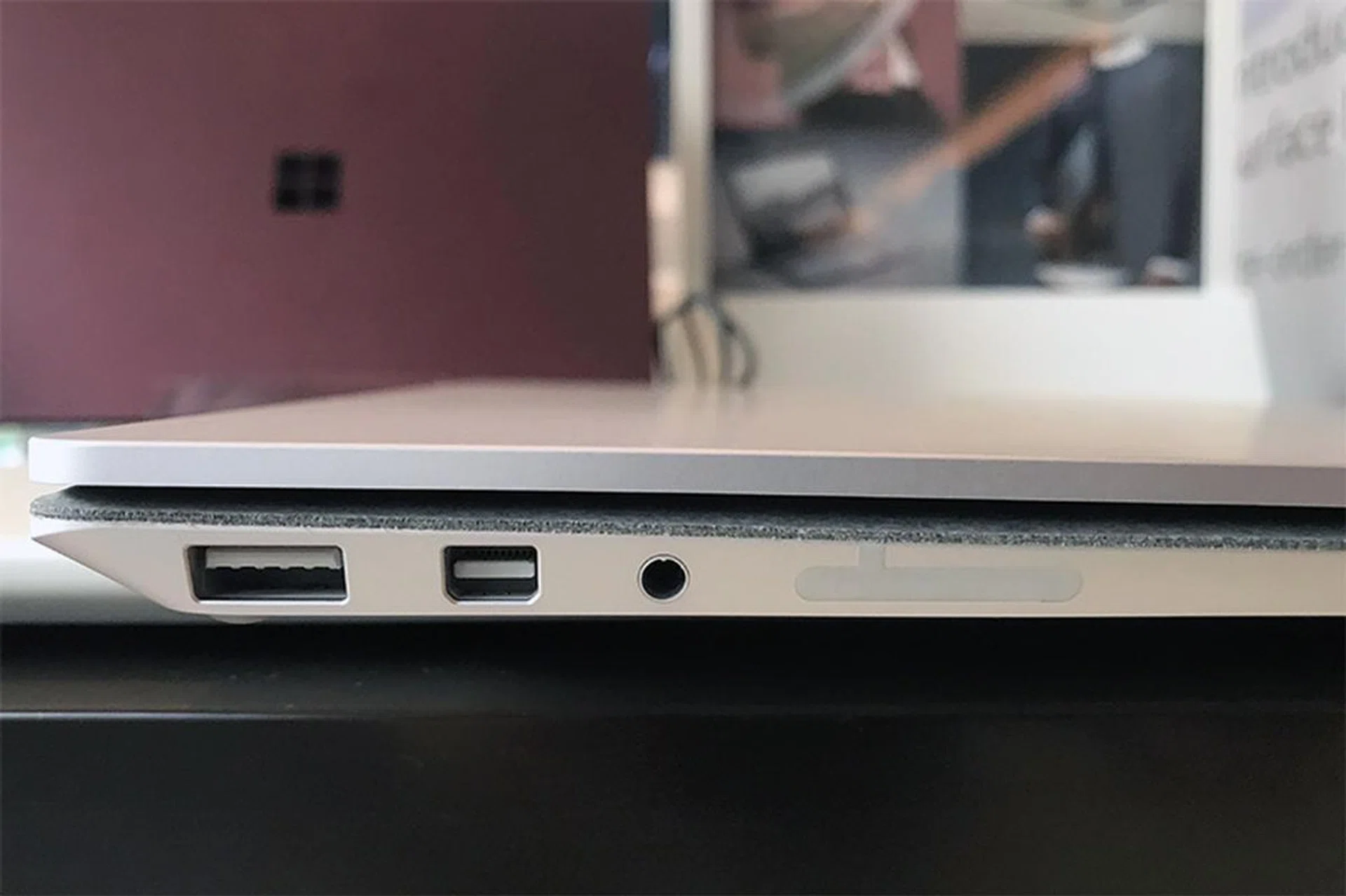 The Surface Laptop only comes with a single USB 3.0 port and mini-DisplayPort.